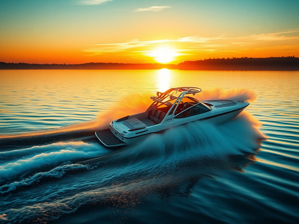 Wake boat throwing a wake on a lake